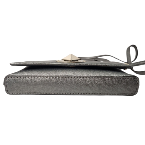 kate spade New York | Newberry Lane Sally Leather Crossbody | Metallic Silver - Picture 7 of 16